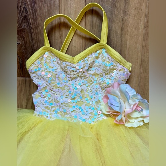 ✨ Weissman Yellow Floral Kids Dance Costume - Picture 3 of 3